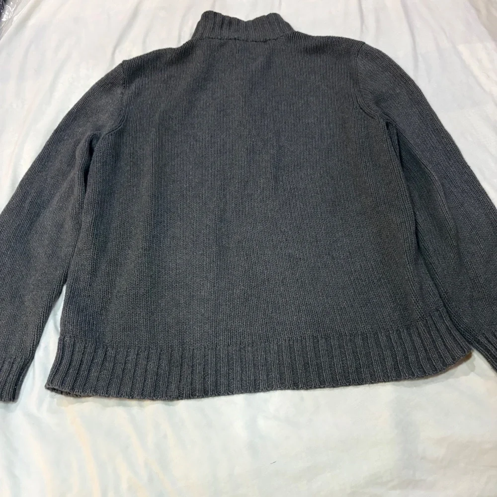Polo Ralph Lauren Mens Grey 100% Cotton Quarter Zip Shaker Knit Sweater Large